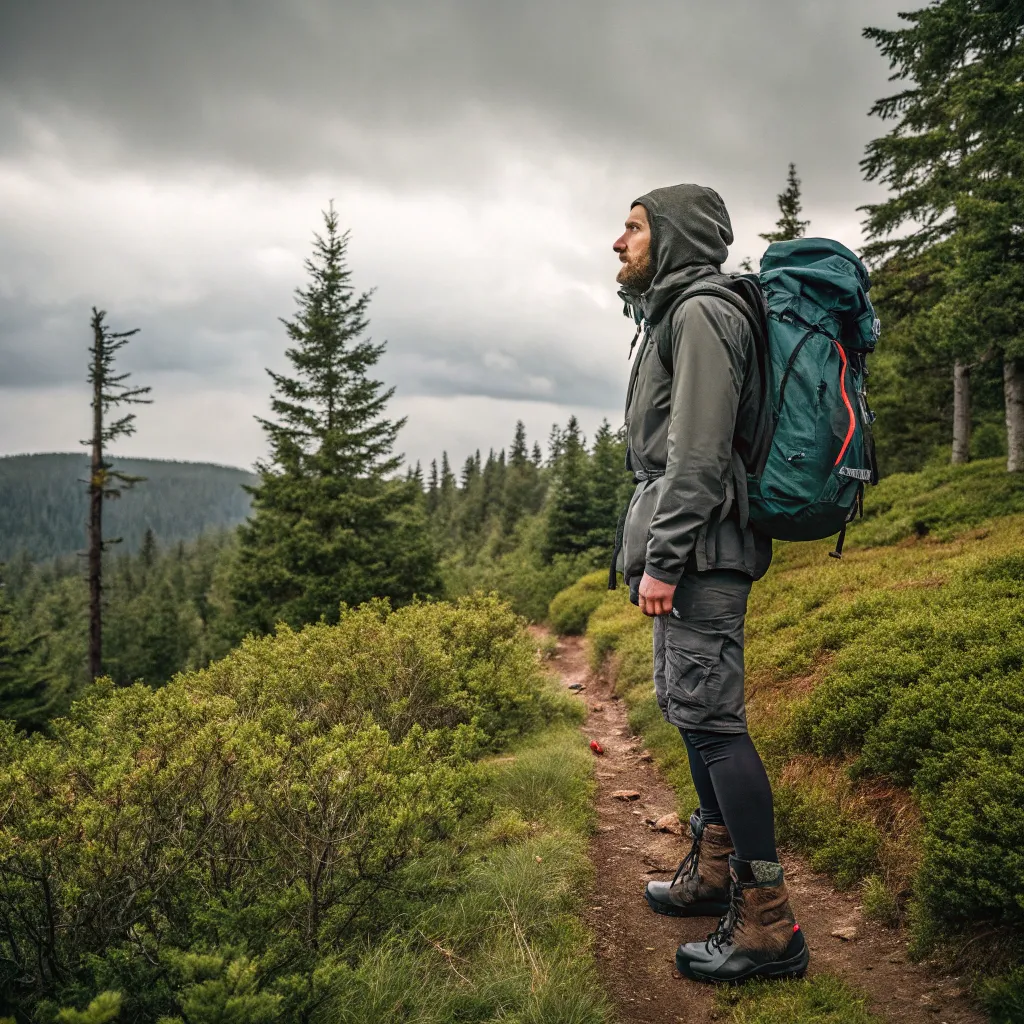 Customer with hiking gear